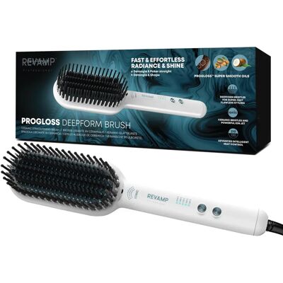 Revamp - Progloss Deepform Ceramic Straightening Brush - White - hair tool Revamp - Progloss Deepform Ceramic Straightening Brush - White - hair tool