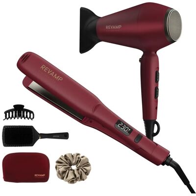 Revamp Merlot Hair Styling Set - Infrared Dryer & Straightener - hair styling set Revamp Merlot Hair Styling Set - Infrared Dryer & Straightener - hair styling set