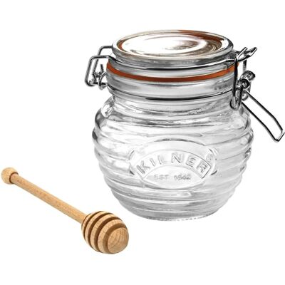 Kilner Honey Pot - 400ml Vintage Glass Jar with Beechwood Dipper Kilner Honey Pot - 400ml Vintage Glass Jar with Beechwood Dipper