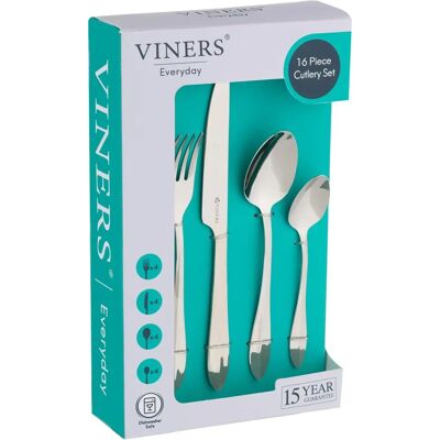 Viners Breeze 16pc Silver Cutlery Set - Stylish & Dishwasher Safe Viners Breeze 16pc Silver Cutlery Set - Stylish & Dishwasher Safe