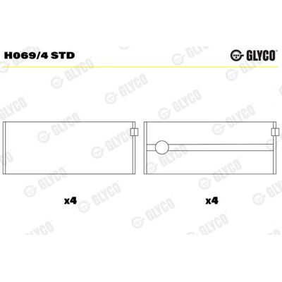 Glyco H069/4 STD Kurbelwellenlager - Motorteile Glyco H069/4 STD Kurbelwellenlager - Motorteile