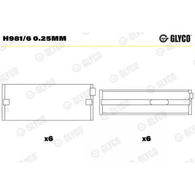 Soporte de Cojinete de Cigüeñal Volkswagen Audi - OEM H981/6 0.25mm Soporte de Cojinete de Cigüeñal Volkswagen Audi - OEM H981/6 0.25mm
