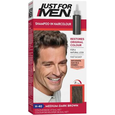 Just For Men H40 Vopsea de Păr Maro Închis Mediu - Țintește Părul Grizonat, Durată 6 Săptămâni Just For Men H40 Vopsea de Păr Maro Închis Mediu - Țintește Părul Grizonat, Durată 6 Săptămâni