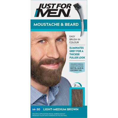 Just For Men Moustache & Beard Light-Medium Brown Hair Dye M-30 - Facial Hair Color Just For Men Moustache & Beard Light-Medium Brown Hair Dye M-30 - Facial Hair Color
