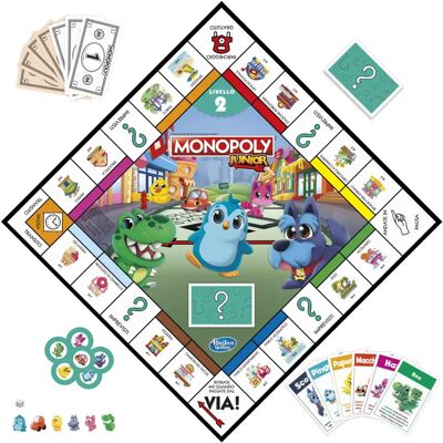 Hasbro Monopoly Junior 2-in-1 Brettspiel für Kinder - Zählen & Lesen Hasbro Monopoly Junior 2-in-1 Brettspiel für Kinder - Zählen & Lesen