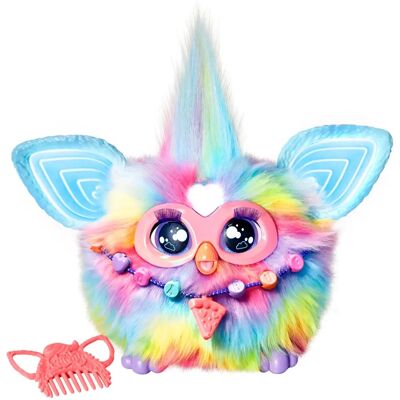 Furby interactif Tie Dye de Hasbro - Animal de compagnie interactif - Lumière, Son - 13x23x23 cm - Publicité Furby interactif Tie Dye de Hasbro - Animal de compagnie interactif - Lumière, Son - 13x23x23 cm - Publicité