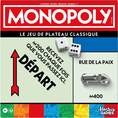 Hasbro Games Monopoly Classique - Jeu de société avec boîte de rangement et grands pions - Jeu de société Hasbro Games Monopoly Classique - Jeu de société avec boîte de rangement et grands pions - Jeu de société