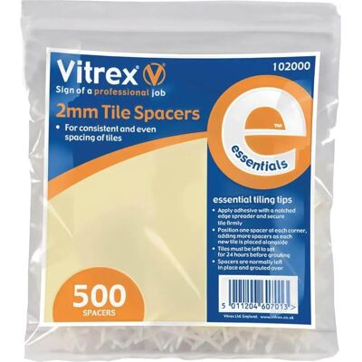 Espaceurs à carreler Vitrex Essentiels 2mm Pack de 500 - Publicité Espaceurs à carreler Vitrex Essentiels 2mm Pack de 500 - Publicité