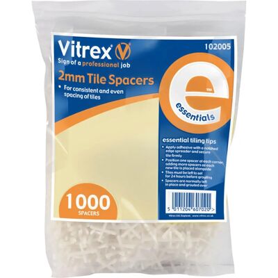 Vitrex - 102005 Essentiële Tegelafstandhouders - 2mm - Tegelafstandhouders Vitrex - 102005 Essentiële Tegelafstandhouders - 2mm - Tegelafstandhouders