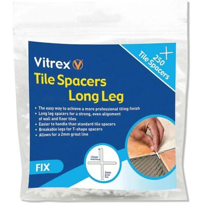 Espaceurs de carreaux à longues jambes Vitrex - 4mm, Pack 250 - Publicité Espaceurs de carreaux à longues jambes Vitrex - 4mm, Pack 250 - Publicité