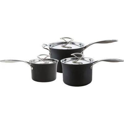 Circulon Marke Hart-Anodisiert 3-teiliges Kochtopfset - Schwarz Circulon Marke Hart-Anodisiert 3-teiliges Kochtopfset - Schwarz
