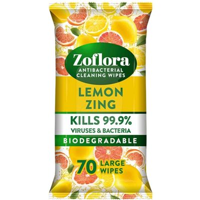 Zoflora Lemon Zing - Antibacterial Surface Disinfectant Wipes - 70 pcs Zoflora Lemon Zing - Antibacterial Surface Disinfectant Wipes - 70 pcs