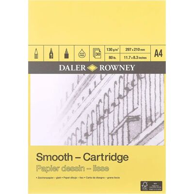 A4 Kreslicí blok Daler-Rowney - 130gsm, Bílý, 30 listů A4 Kreslicí blok Daler-Rowney - 130gsm, Bílý, 30 listů