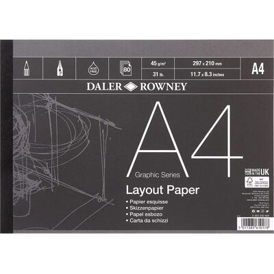 Daler-Rowney D403030400 Graphic Series A4 Layout Pad - 45gsm - 80 Sheets Daler-Rowney D403030400 Graphic Series A4 Layout Pad - 45gsm - 80 Sheets