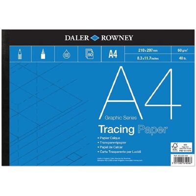 Daler-Rowney A4 Graphics Series Premium Tracing Paper - 90gsm Daler-Rowney A4 Graphics Series Premium Tracing Paper - 90gsm