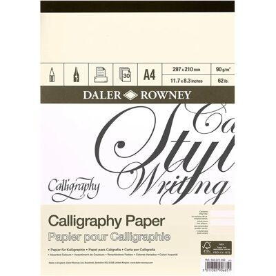 Bloc de Calligraphie Daler-Rowney - 90gsm, 30 Feuilles, Couleurs Assorties - Bloc de Calligraphie Bloc de Calligraphie Daler-Rowney - 90gsm, 30 Feuilles, Couleurs Assorties - Bloc de Calligraphie