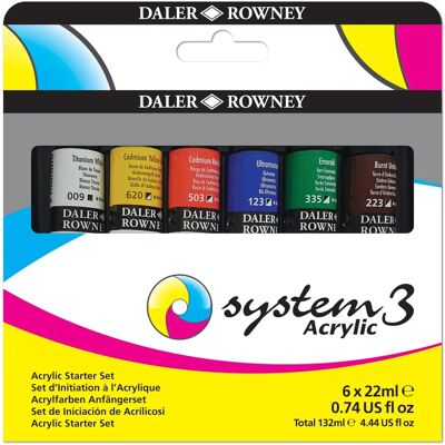 Daler-Rowney Sistema 3 Juego de Pinturas Acrílicas - 6 x 22ml Daler-Rowney Sistema 3 Juego de Pinturas Acrílicas - 6 x 22ml