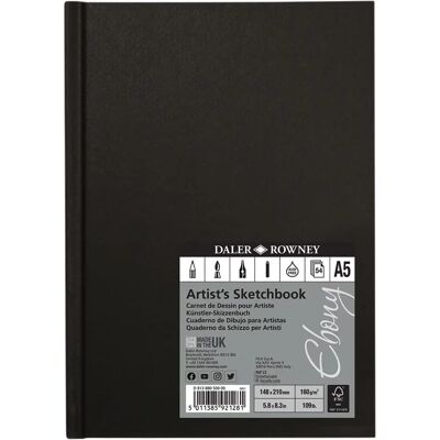 Taccuino da schizzi rigido Ebony A5 - Daler-Rowney Taccuino da schizzi rigido Ebony A5 - Daler-Rowney