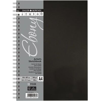 Daler-Rowney Ebenholz Spiral Skizzenbuch - A4, Weiße Seiten, Hartcover Daler-Rowney Ebenholz Spiral Skizzenbuch - A4, Weiße Seiten, Hartcover
