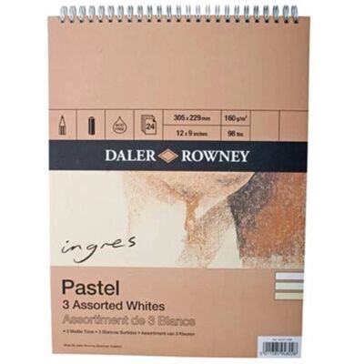 Daler-Rowney Ingres Pastel 3 Assorted Whites Spiral Pad - Pastel Paper Daler-Rowney Ingres Pastel 3 Assorted Whites Spiral Pad - Pastel Paper