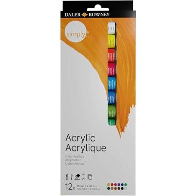 Set di 12 Colori Acrilici Simply Daler-Rowney 12ml - Per Artisti e Principianti Set di 12 Colori Acrilici Simply Daler-Rowney 12ml - Per Artisti e Principianti