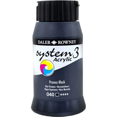 Daler-Rowney Daler Rowney System 3 Original Acrylic Paint 500ml Process Black - Acrylic Paint Daler-Rowney Daler Rowney System 3 Original Acrylic Paint 500ml Process Black - Acrylic Paint