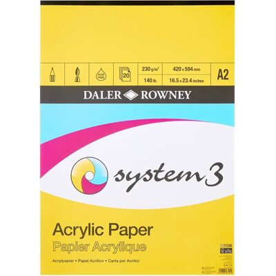 Daler-Rowney System3 Akrylpapperblock - Linne textur - A4 Daler-Rowney System3 Akrylpapperblock - Linne textur - A4