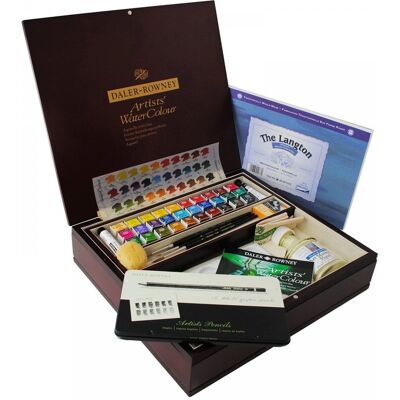 Daler-Rowney Artist Watercolour Wooden Box Gift Set - Watercolour Set Daler-Rowney Artist Watercolour Wooden Box Gift Set - Watercolour Set