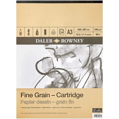 Daler-Rowney A3 Fine Grain Cartridge Pad - 160gsm - 30 Sheets Daler-Rowney A3 Fine Grain Cartridge Pad - 160gsm - 30 Sheets