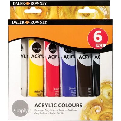 Daler-Rowney Simply Acrylic Set 6 x 75ml Tubes - Acrylic Paint Set Daler-Rowney Simply Acrylic Set 6 x 75ml Tubes - Acrylic Paint Set