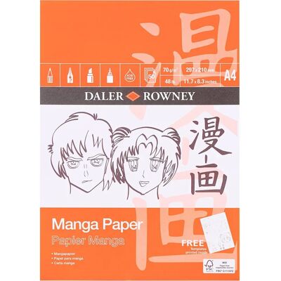 Bloczek papieru manga Daler-Rowney - 70gsm - A4 - 50 arkuszy Bloczek papieru manga Daler-Rowney - 70gsm - A4 - 50 arkuszy
