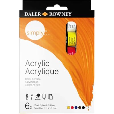 Daler-Rowney Einfach Acrylset - 6 Farben, 12ml, Alle Oberflächen Daler-Rowney Einfach Acrylset - 6 Farben, 12ml, Alle Oberflächen