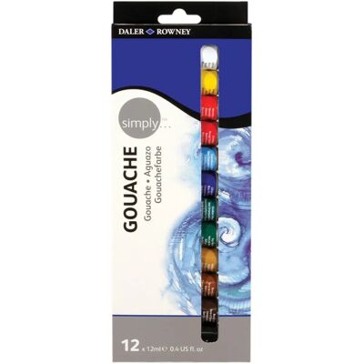 Daler-Rowney Simply Gouache - Sada 12 trubic o 12ml Daler-Rowney Simply Gouache - Sada 12 trubic o 12ml