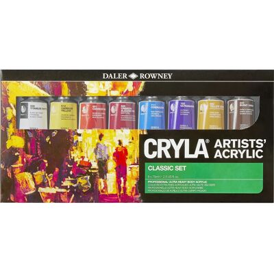 Daler-Rowney Cryla Artists Acrylic Paints - Classic Set of 8 x 75ml Daler-Rowney Cryla Artists Acrylic Paints - Classic Set of 8 x 75ml