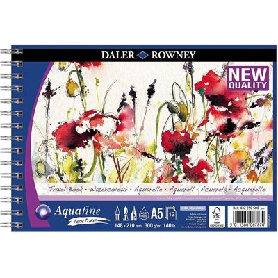 Daler-Rowney Aquafine Quaderno di Texture da Viaggio - A5 - 12 Fogli Daler-Rowney Aquafine Quaderno di Texture da Viaggio - A5 - 12 Fogli