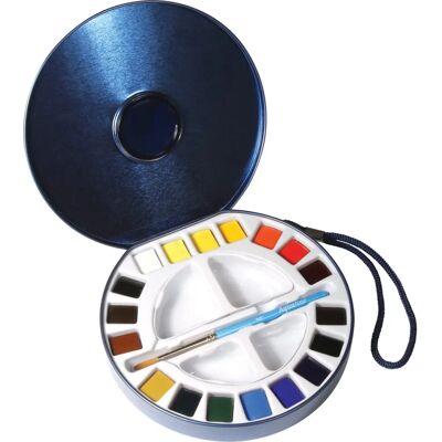 Ensemble de Voyage Aquafine Daler-Rowney - Aquarelle, 18 moitiés, Pinceau & Palettes - Publicité Ensemble de Voyage Aquafine Daler-Rowney - Aquarelle, 18 moitiés, Pinceau & Palettes - Publicité