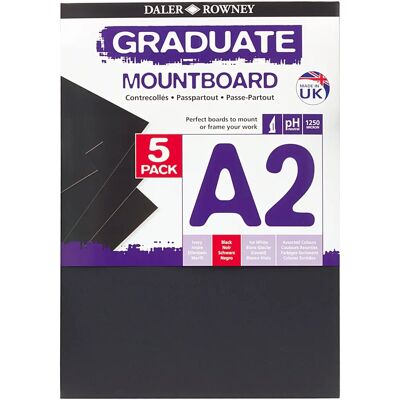 Daler Rowney A2 Graduate Mount Board Pack of 5 Black - Mount Board Daler Rowney A2 Graduate Mount Board Pack of 5 Black - Mount Board