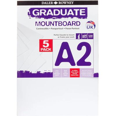 Daler-Rowney D2 Graduate Mount Board Pack of 5 Ice White - Mount Board Daler-Rowney D2 Graduate Mount Board Pack of 5 Ice White - Mount Board