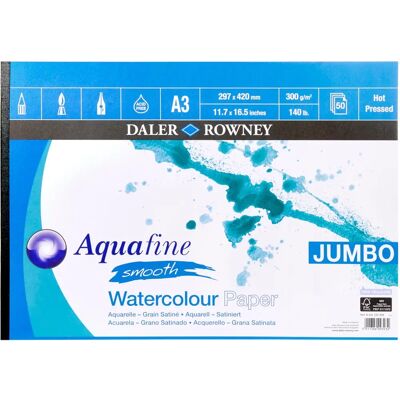 Bloc de acuarela Daler-Rowney Aquafine A3 - 300gsm, 50 hojas Bloc de acuarela Daler-Rowney Aquafine A3 - 300gsm, 50 hojas