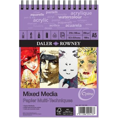 Daler-Rowney Optima A5 Skizzenblock - 250gsm - 30 Blatt Daler-Rowney Optima A5 Skizzenblock - 250gsm - 30 Blatt