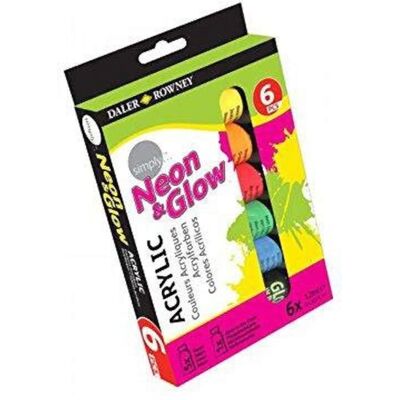 Daler-Rowney Simply Akryl Neon & Glödset - 6 x 12ml Daler-Rowney Simply Akryl Neon & Glödset - 6 x 12ml