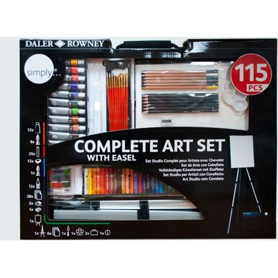 Daler-rowney Kunstset - Komplettes 115-teilige Kreativpackung mit Staffelei Daler-rowney Kunstset - Komplettes 115-teilige Kreativpackung mit Staffelei