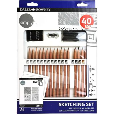 Set schizzo Daler-Rowney Simply - 40 pezzi Set schizzo Daler-Rowney Simply - 40 pezzi