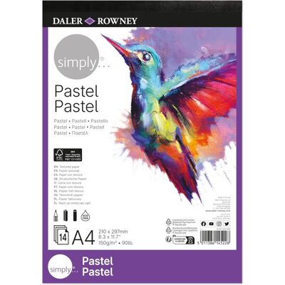 Daler-Rowney Simply Pastel Papierblok - A4 150gsm 14 vellen Daler-Rowney Simply Pastel Papierblok - A4 150gsm 14 vellen
