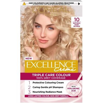 L'Oreal Paris Excellence Creme Permanent Hair Dye - Black - 10 Natural Baby Blonde L'Oreal Paris Excellence Creme Permanent Hair Dye - Black - 10 Natural Baby Blonde