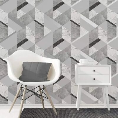 Fine Decor Marblesque Geometric Silver Wallpaper - 10m x 52cm Fine Decor Marblesque Geometric Silver Wallpaper - 10m x 52cm