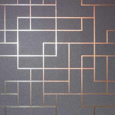 Fine Decor Platinum Square Geo Texture Charcoal Copper Wallpaper - Wallpaper Fine Decor Platinum Square Geo Texture Charcoal Copper Wallpaper - Wallpaper