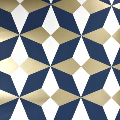 Papel Pintado Geométrico Nova de Fine Decor Azul Blanco Oro - Papel Papel Pintado Geométrico Nova de Fine Decor Azul Blanco Oro - Papel