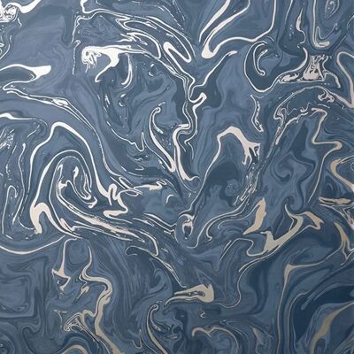 Papel Pintado de Mármol Azul Marino Dorado con Pasta Metálica Fina Decor Papel Pintado de Mármol Azul Marino Dorado con Pasta Metálica Fina Decor