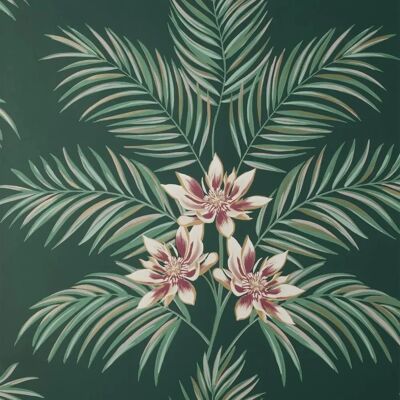 Fine Decor Bali Tropical Floral Emerald Wallpaper FD43279 Fine Decor Bali Tropical Floral Emerald Wallpaper FD43279